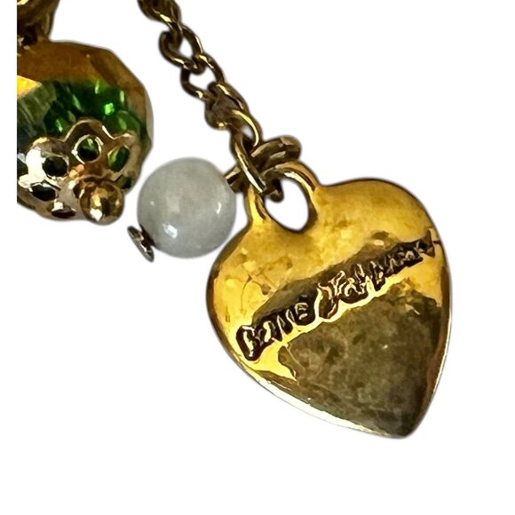 Betsey Johnson Charm Bracelet 7" Gold-Tone & Ribbon Elephant Mouse Heart - Picture 4 of 11